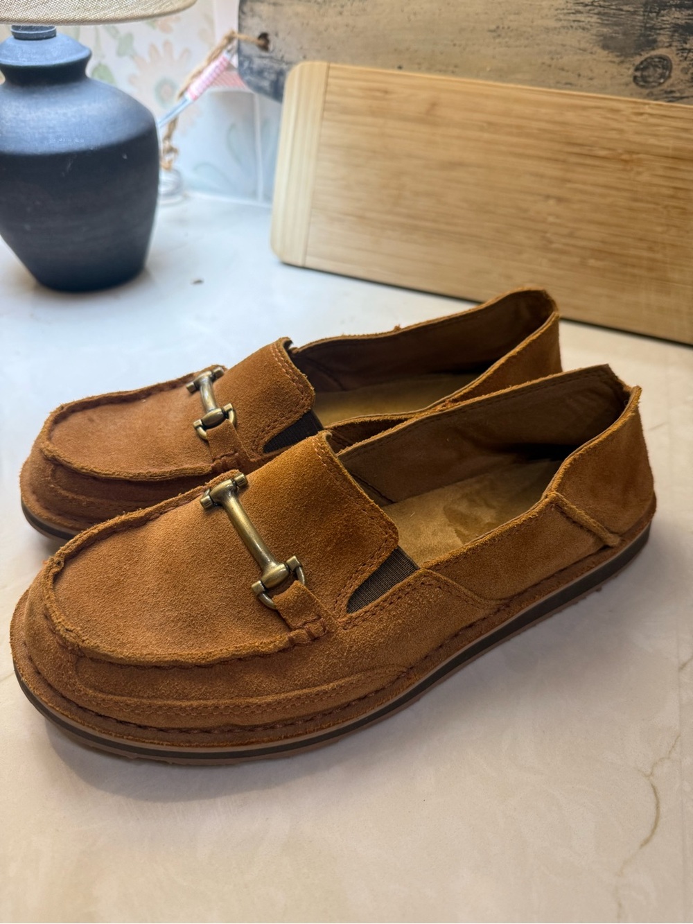 Ariat Suede Bit Loafers in Chestnut Brown